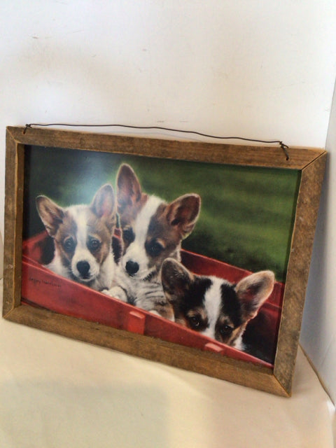 Green/Red Dogs Framed Art