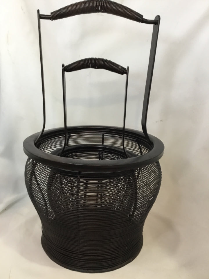 Pair Black Metal Handle Basket