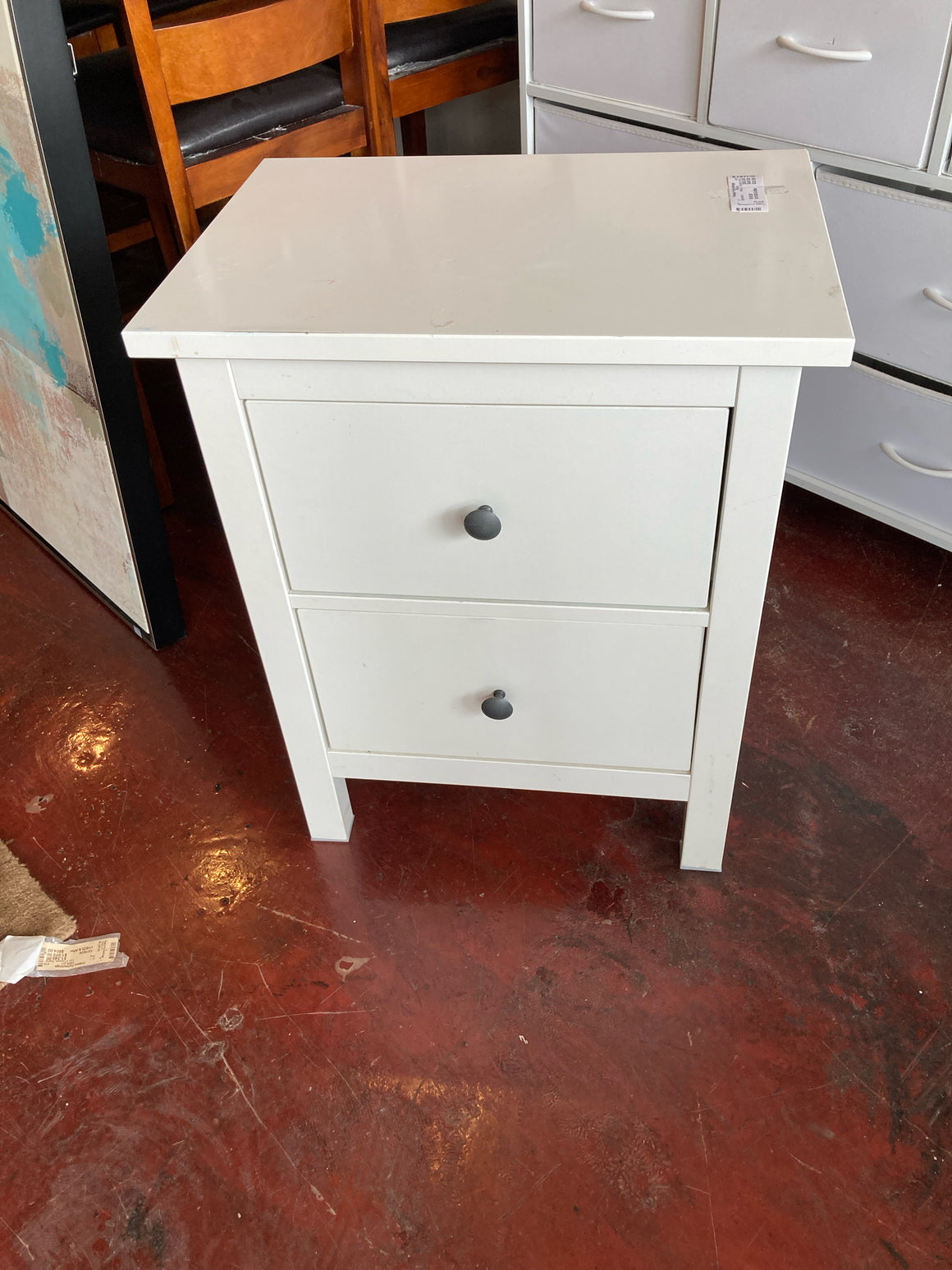 Wood 2 Drawers As Is White Nightstand