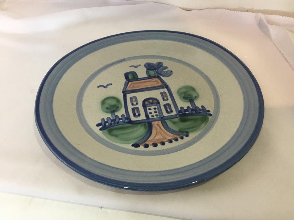 M.A. Hadley Gray/Blue Pottery Dinner Plate