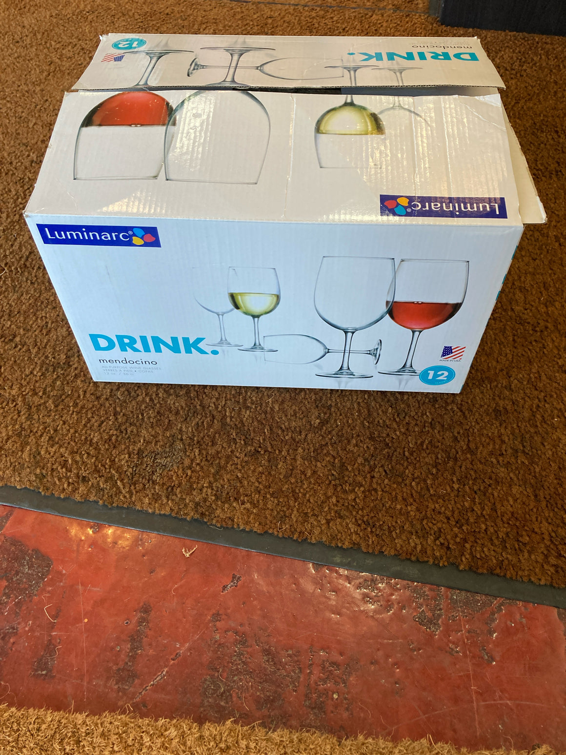 Luminarc Set of 12 Clear Glass Wine Glasses Glasses