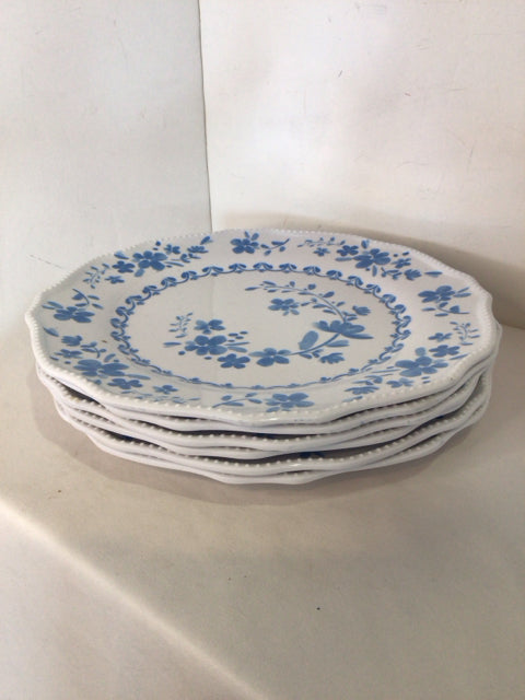 Outdoor/Outside White/Blue Melamine Set of 6 Plate Set