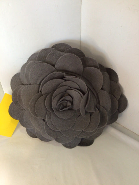 Gray Felt Flower Round Pillow