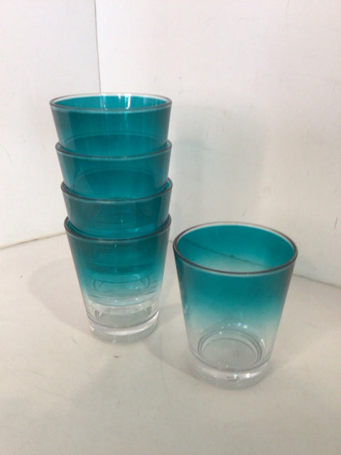 Set of 5 Blue Plastic Glasses