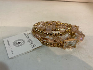 Meghan Browne Gold/Pink Multi Strand Beads Bracelet