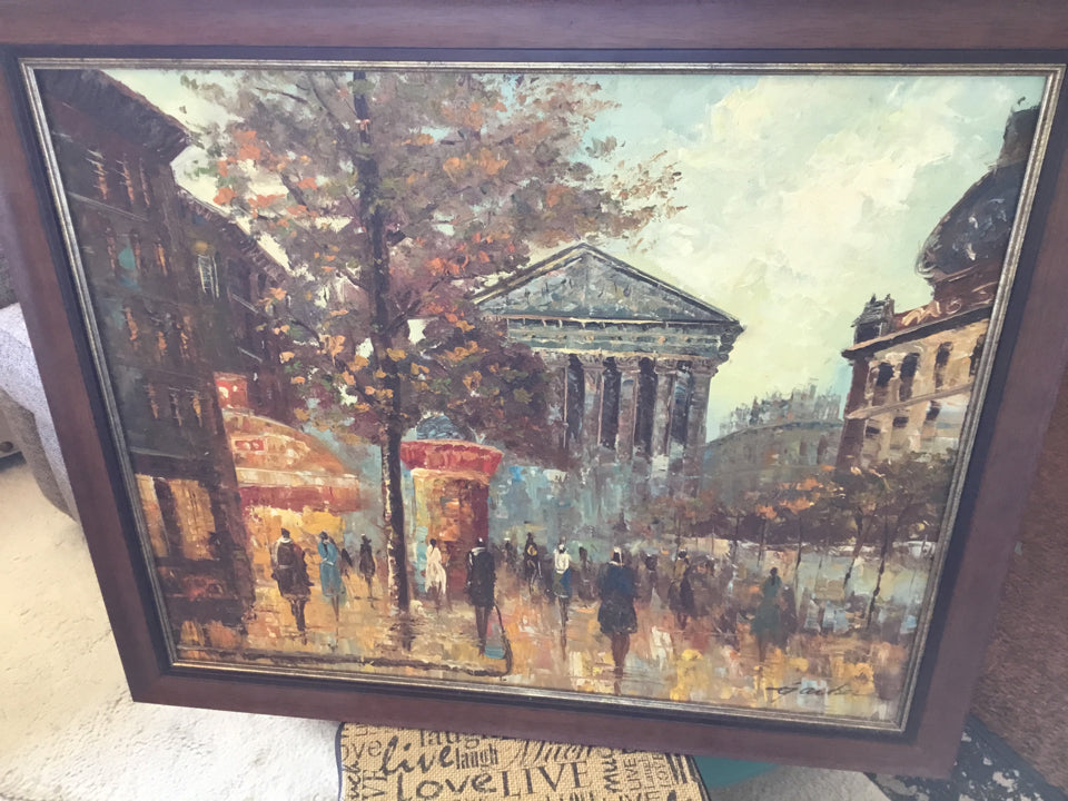 Signature Multi-Color Street Scene Framed Art