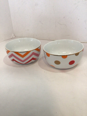 Pair Pink/White Ceramic Bowl Set