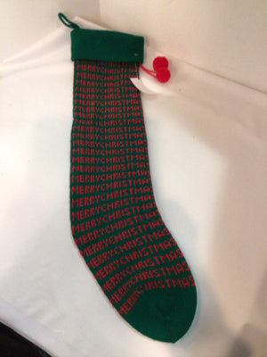 Stocking Green/Red Polyester Merry Christmas Holiday Item