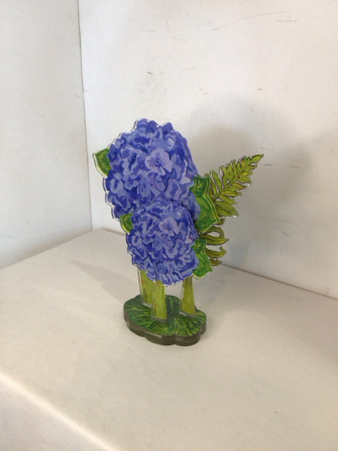 Signed Cut out Blue/Green Acrylic Hydrangea Figurine