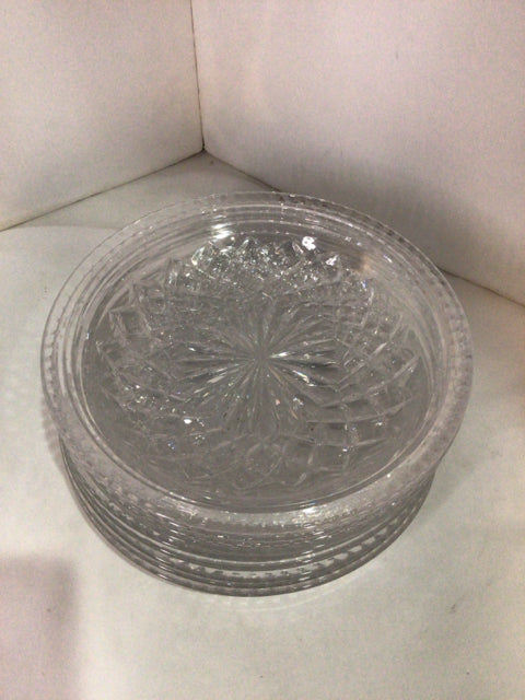 Set of 11 Clear Cut Crystal Plate Set