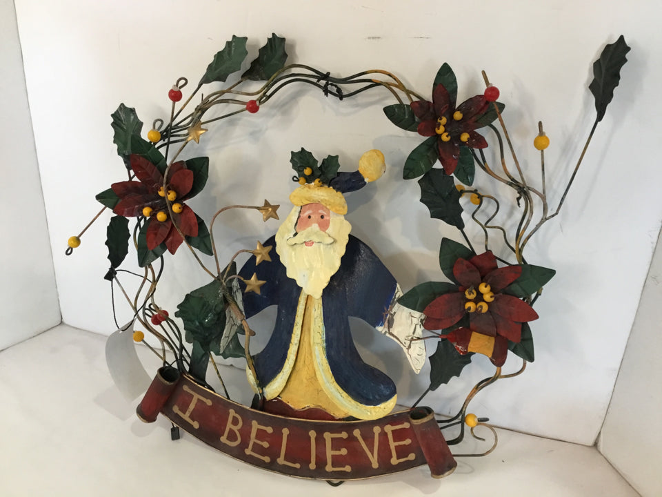 Christmas Blue/Red Metal Wall Hanging Holiday Item