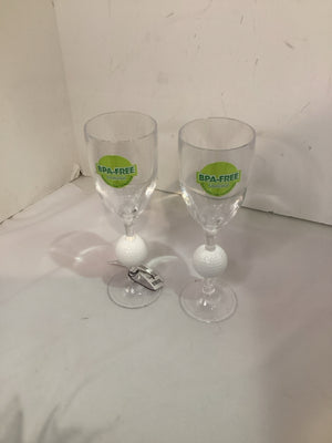 Pair Clear/Green Plastic Golf Glasses