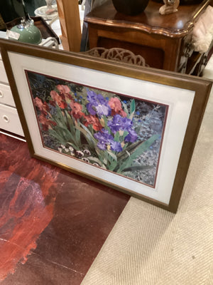 Green/multi Floral Framed Art