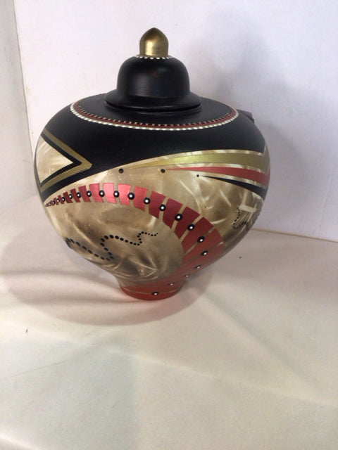 Artisan Tan/Black Clay Modern Jar