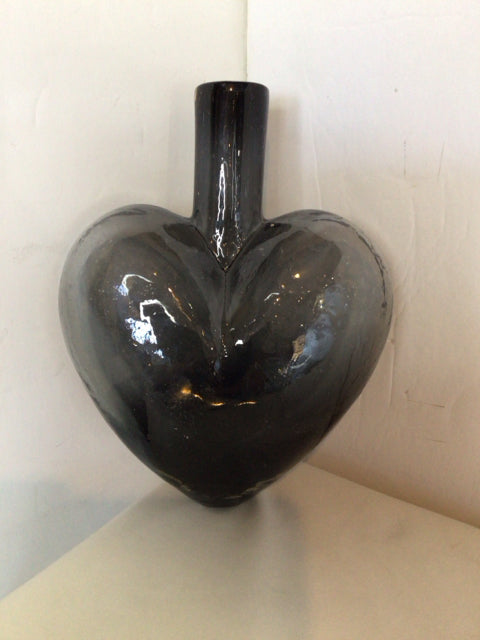 Gray Glass Heart Vase
