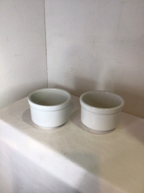 Crate & Barrel Pair White Bowl Set