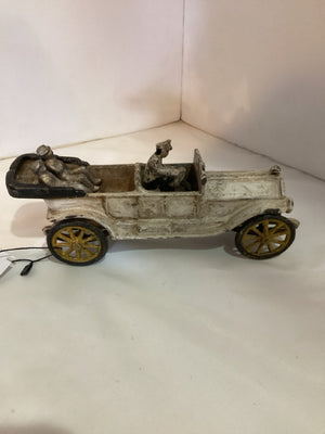 Vintage Cast Iron White Car Toy