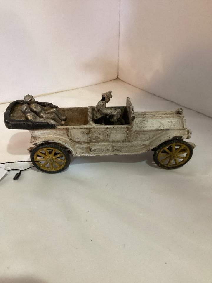Vintage Cast Iron White Car Toy