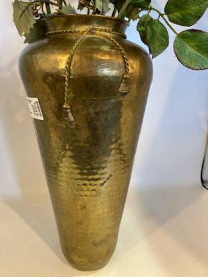 Vintage Gold Hammered W/ Flowers Vase