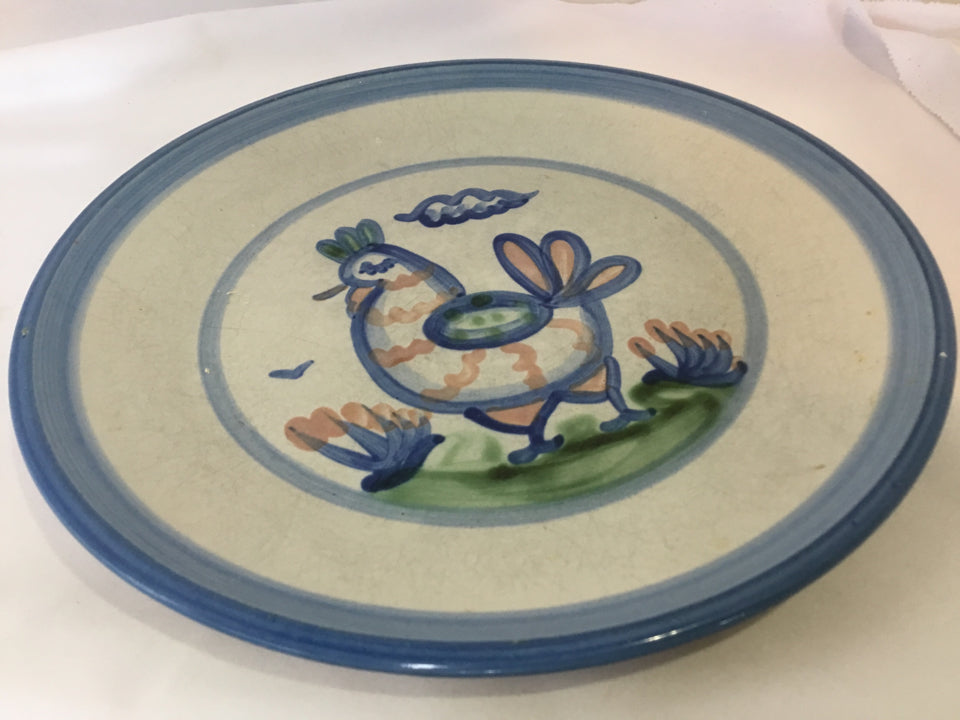 M.A. Hadley Gray/Blue Pottery Dinner Plate