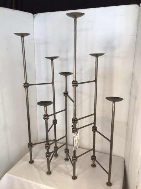Gray Metal Folding Candelabra