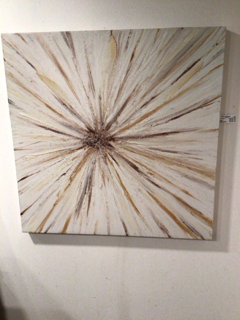 Cream/Brown Sunburst Stretch Canvas Art