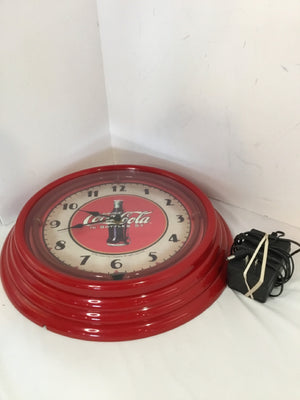 Vintage Wall Red Plastic Coca Cola Clock