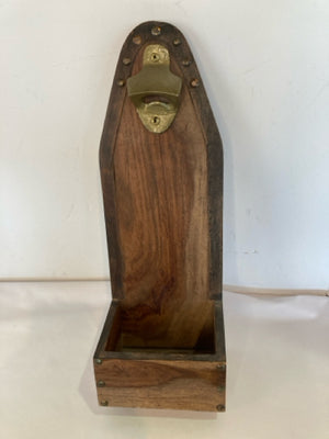 Brown Wood Bottle Opener Shelf