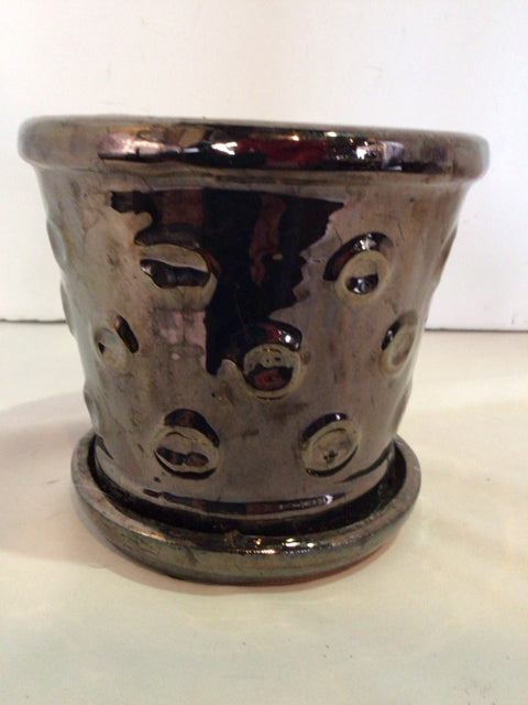 Enameled Bronze Ceramic Planter
