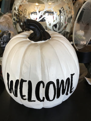 Halloween White Resin Pumpkin Holiday Item