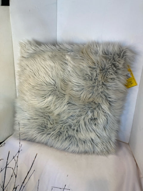 Gray Faux Fur Pillow