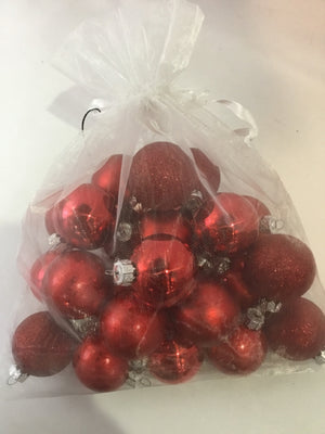 Red Glass In Bag Holiday Ornaments