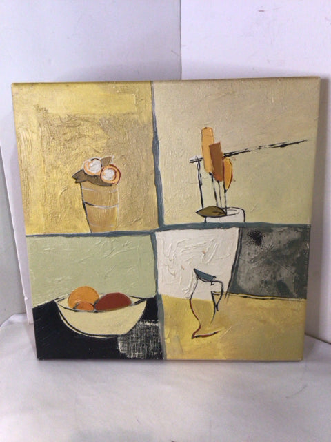 Yellow/Multi Canvas Fruit Stretch Canvas Art