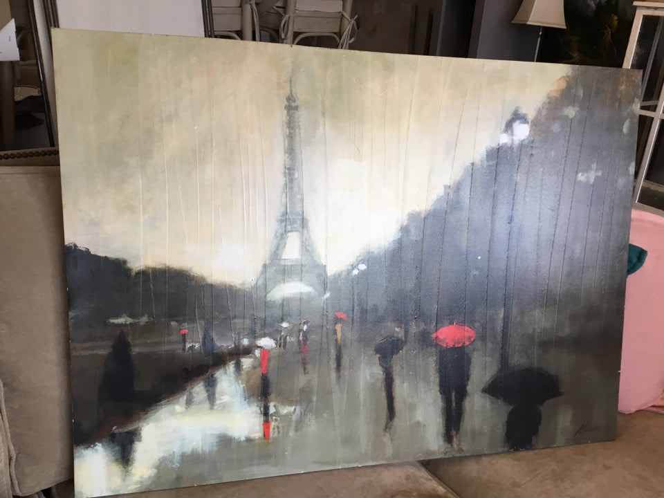 Multi-Color Eiffel Tower Paris Stretch Canvas Art