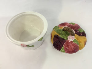 Portmeirion White/Multi Lidded Butter Dish
