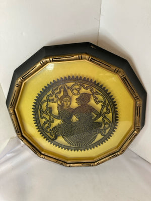 Thailand Black/Gold Resin Figure Framed Art