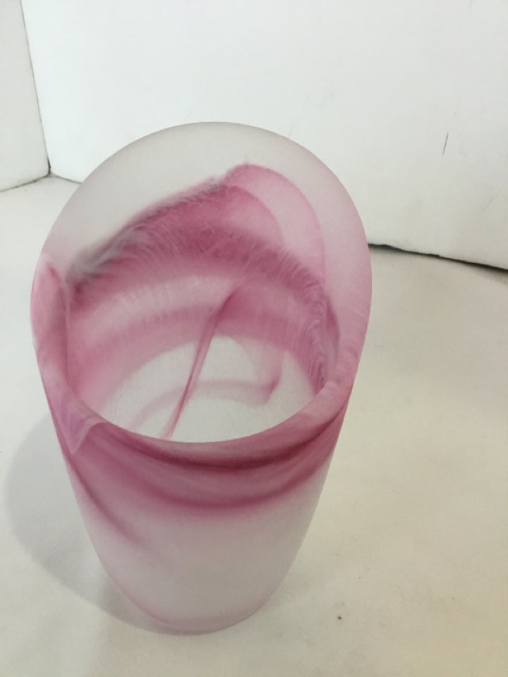 Pink Frosted Glass Vase