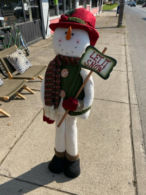 Oversized White/Red Polyester Plush Snowman Holiday Item