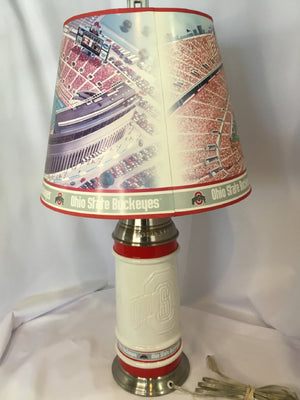 OSU White/Red Ceramic Football Lamp