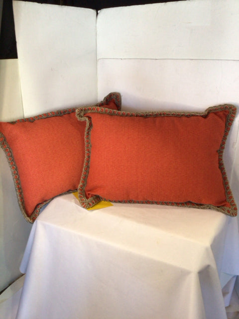 Pair Orange Linen Pillow Set