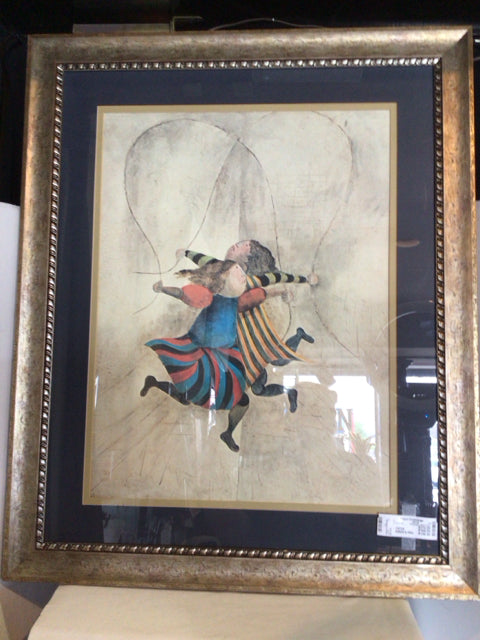 Lithograph Multi-Color Girls Framed Art