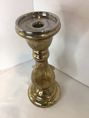 Gold Mercury Glass Single Candle Holder