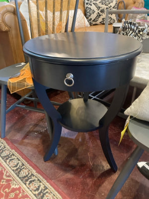Pedestal Wood Round End/Side Black Table