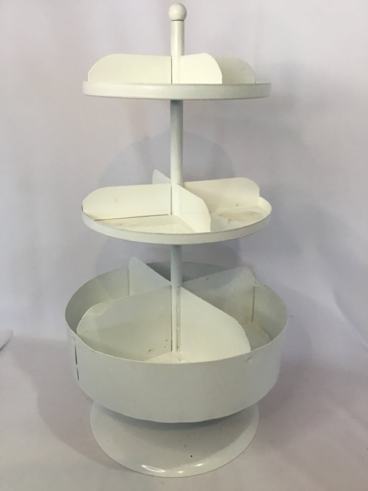 Spinning Metal Round White Organizer