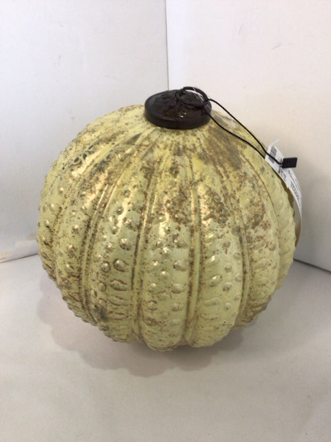 Pottery Barn Christmas Gold Ceramic Oversized Ornament Holiday Item