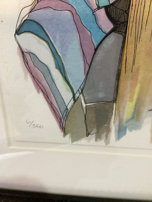 Tarkay Numbered Blue/Multi Woman Framed Art