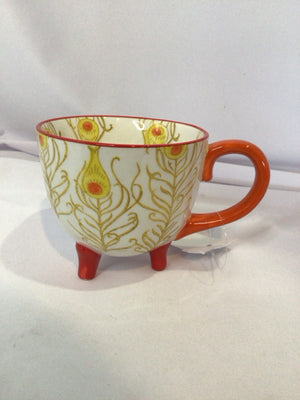 World Market White/Orange Ceramic Mug