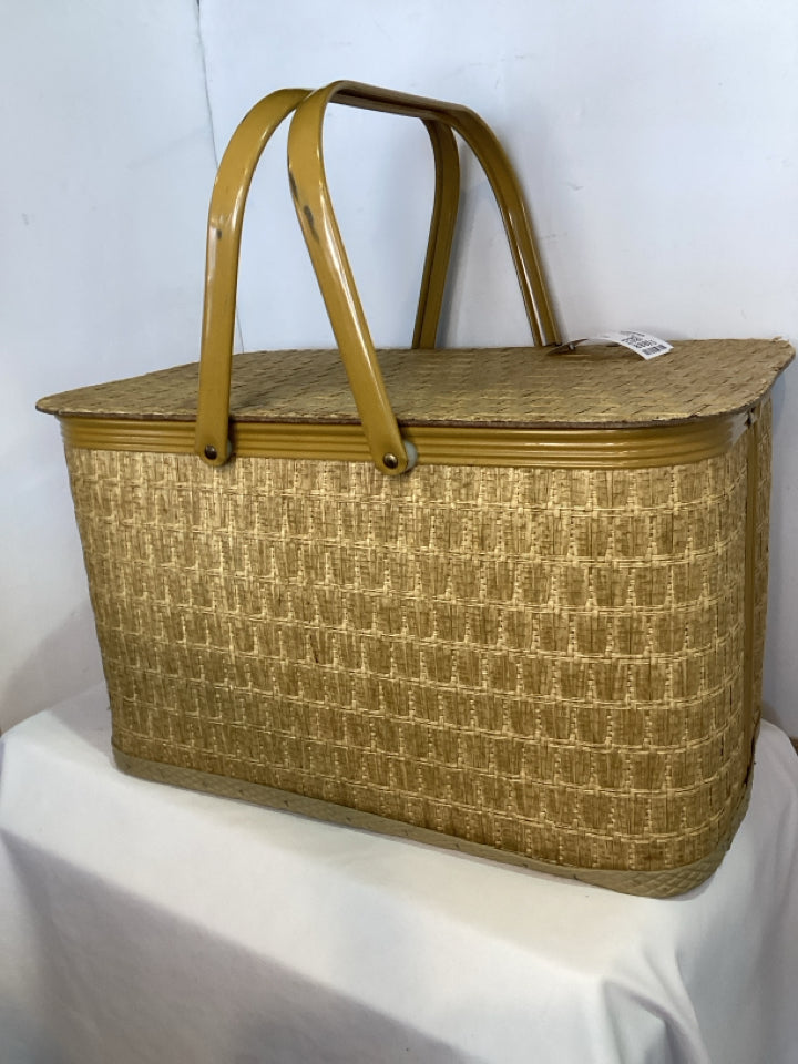 Yellow Woven Picnic Basket