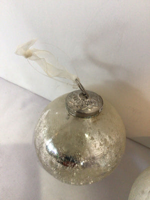Christmas White/Silver Glass Ornaments Holiday Item