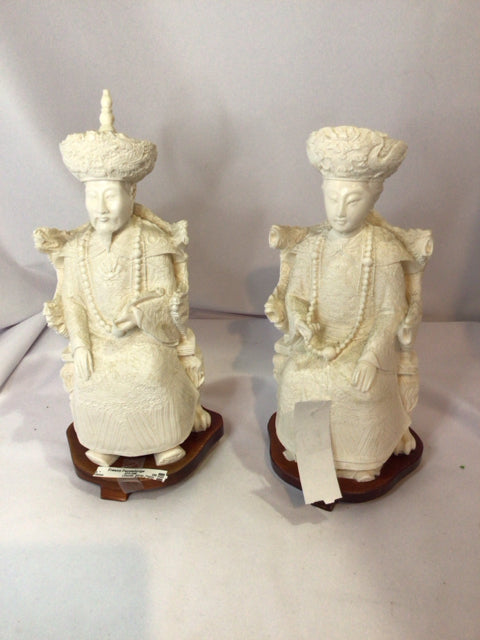 Oriental White Resin Man & Woman Pair Statue